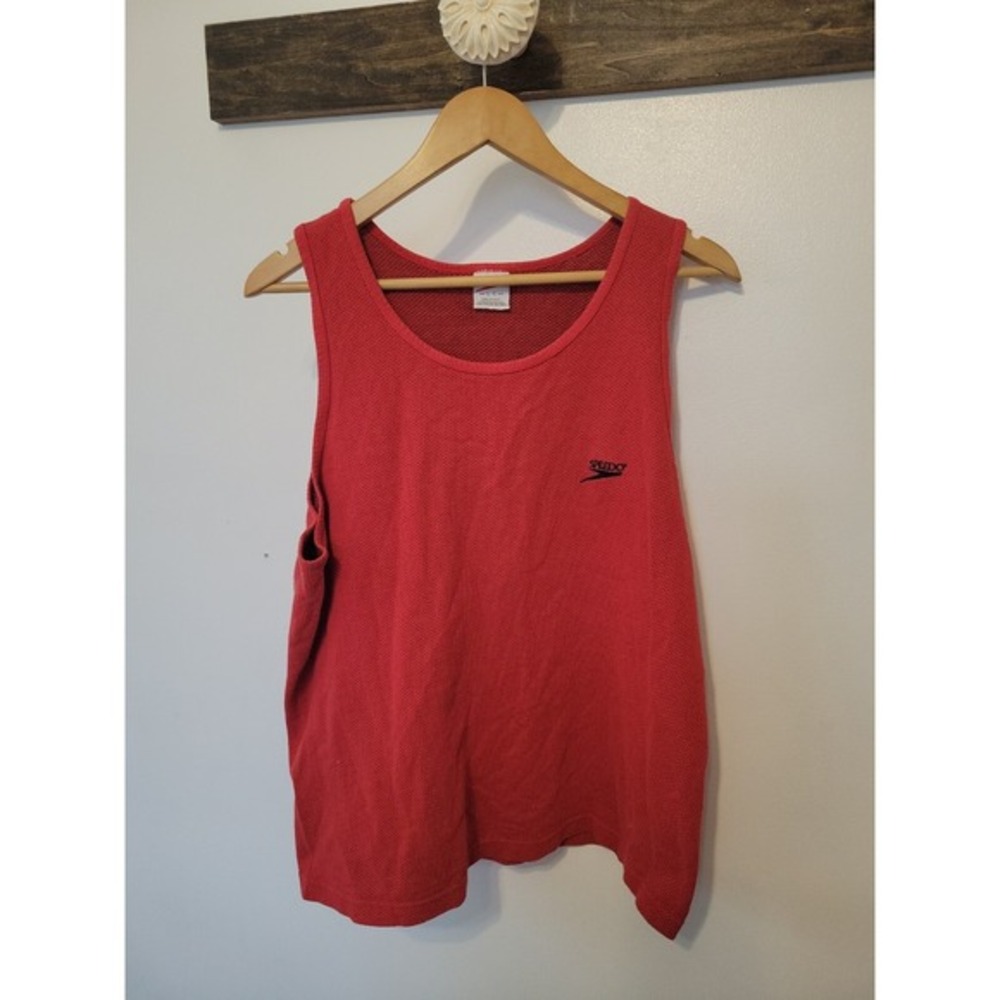 Vintage Speedo Tank Top Shirt Adult‎ large Red Sports Surfing Beachwear 90s